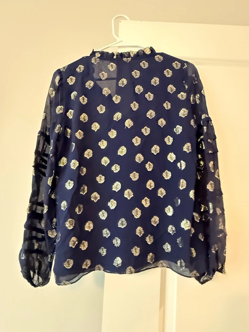 Lilly Pulitzer Navy Blouse with Gold Foil Motif